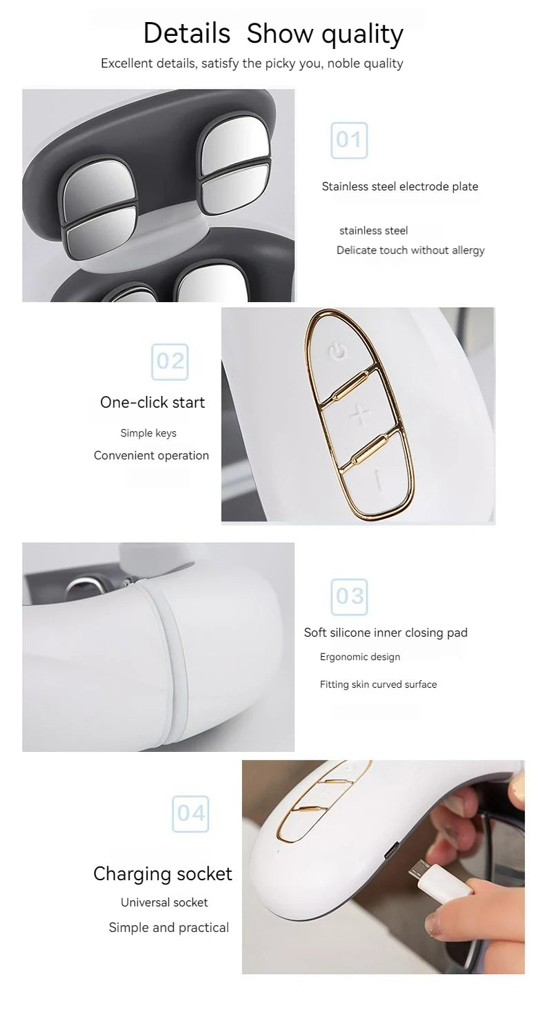 2025 Electric Intelligent 4D Neck Shoulder Massager EMS for Cervical Pain Relief Car Seat Kneading Device Intelligent Medical